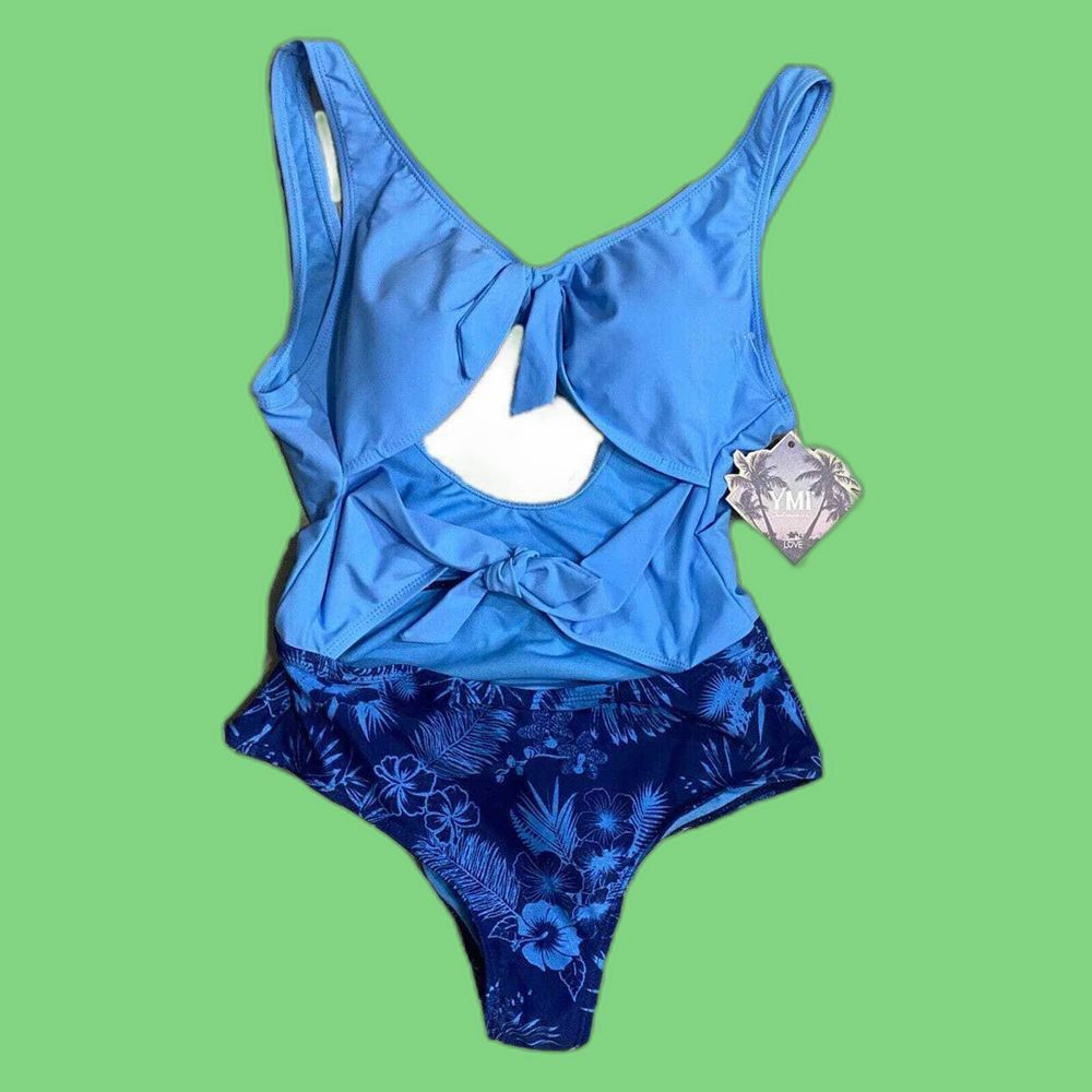 YMI Swim Bathing Wear Padded Size Juniors Medium Sexy Back New Blue